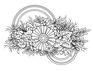 anti-stress line art coloring page flower bouqet
