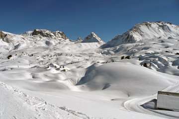 Fototapeta na wymiar La Plagne Paradiski Ski Area French Alps France