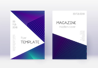 Naklejka premium Triangle cover design template set. Neon abstract 