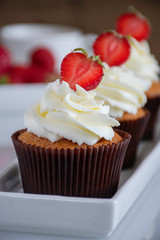 Fruit cup cakes prepared with a special presentation.