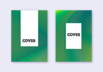 Hipster cover design template set. Green abstract 