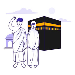 islamic pilgrimage (hajj) illustration concept