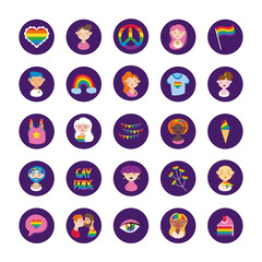bundle of gay pride icons and people block style