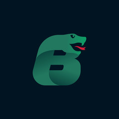 B letter logo with snake head silhouette.