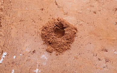 Brick with drilled hole background and texture