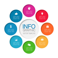 Vector iInfographic template for business, presentations, web design, 8 options.
