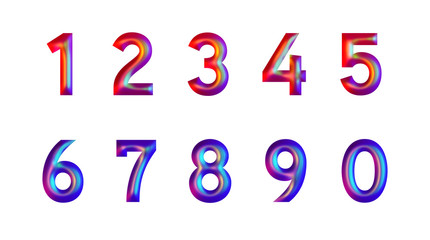 3D Numbers set in glossy colours. 