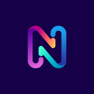 N letter logo with arrows.