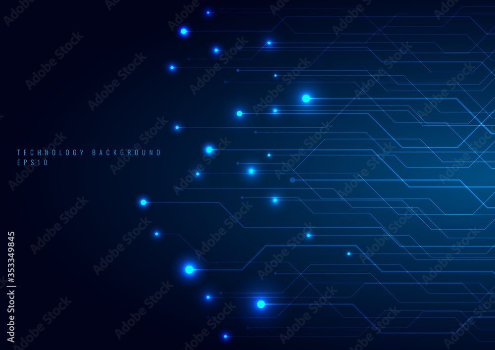 Poster abstract technology futuristic concept line and node on blue background