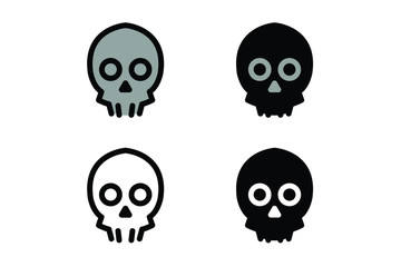 Heads skull icon with 4 style