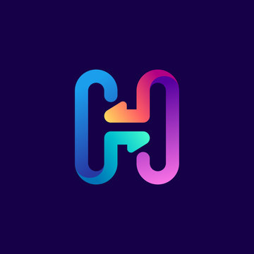 H letter logo with arrows.