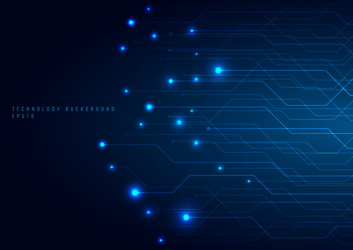 Abstract technology futuristic concept line and node on blue background