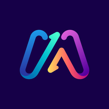 M letter logo with arrows.