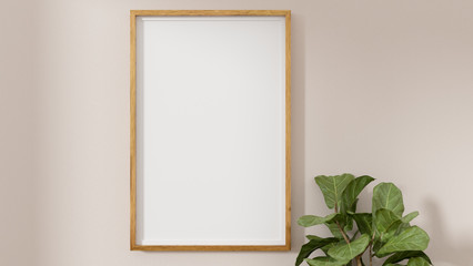 A blank picture and poster frame on the wall