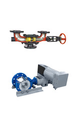 Longitudinal section. Control valves for fluid flow in the section allow us to understand its structure and principle of operation