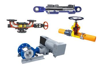 Longitudinal section. Control valves for fluid flow in the section allow us to understand its structure and principle of operation