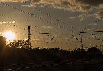 Sonnenuntergang an Zugstrecke Hirschaid 