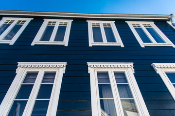 Alesund, Norway - June 2019: Alesund city. Toy houses. Scenic Alesund in Norway