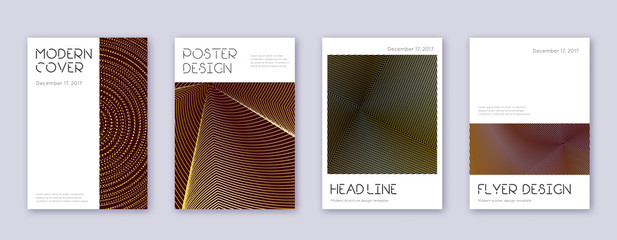 Minimal brochure design template set. Gold abstrac