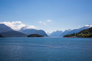 Fjord in Norway. Beauty of nature and travel background