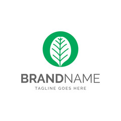 Obraz premium logo of leaf in circle