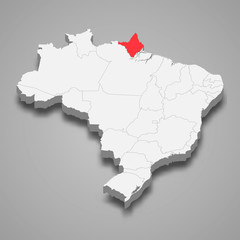 amapa state location within Brazil 3d map Template for your design