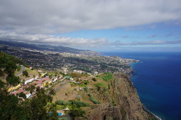 Fototapeta na wymiar View from Cabo Girao cliff, Camara de Lobos, Madeira. October 2019
