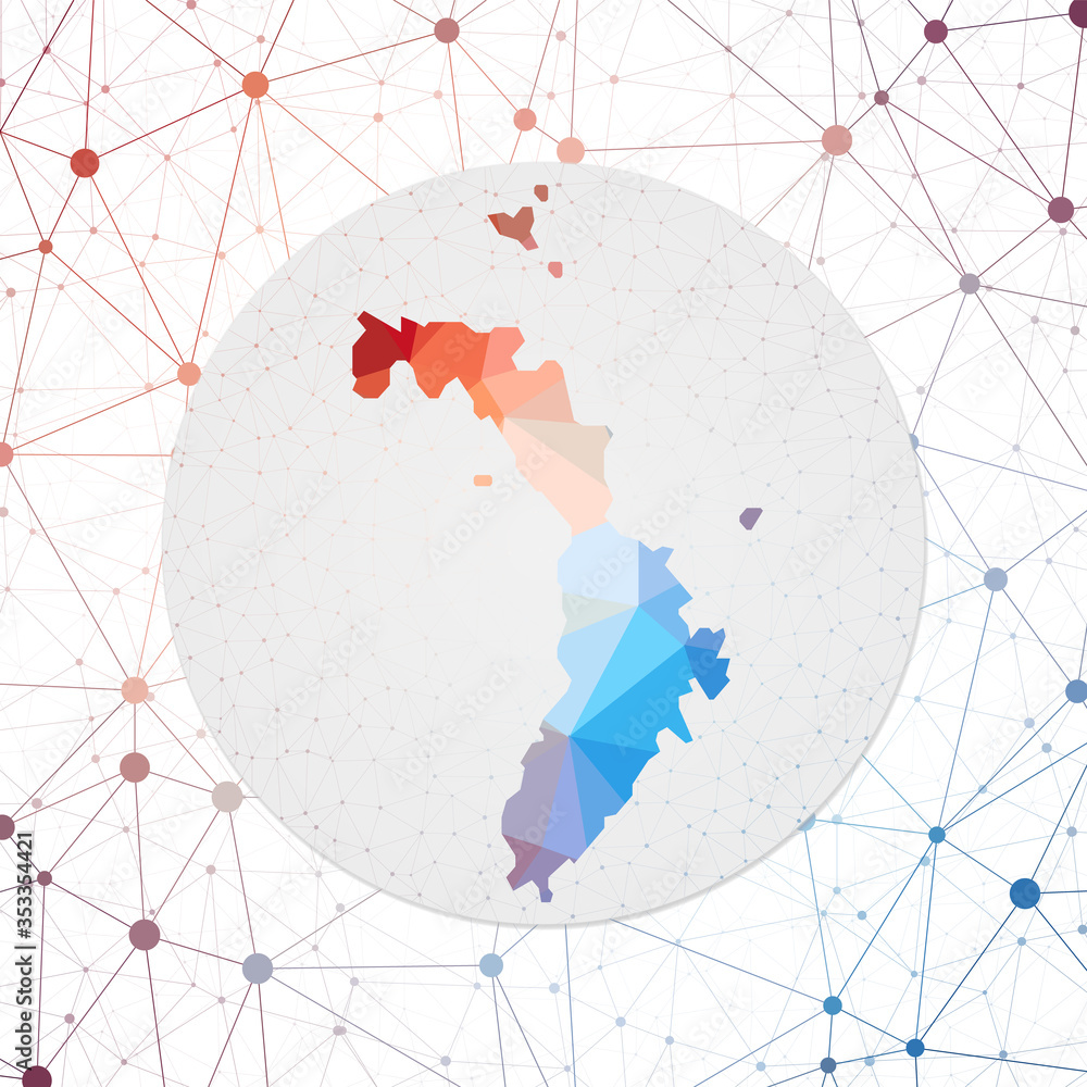 Poster Abstract vector map of Lord Howe Island. Technology in the island geometric style poster. Polygonal Lord Howe Island map on 3d triangular mesh background. EPS10 Vector.
