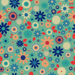 Scandinavian floral folk pattern. Geometric Floral vector seamless repeat pattern. Perfect for home decor, fabrics, upholstery, wallpaper, print and packaging, kids products and stationary