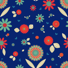Scandinavian floral folk pattern. Geometric Floral vector seamless repeat pattern. Perfect for home decor, fabrics, upholstery, wallpaper, print and packaging, kids products and stationary - 353355655