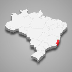 Obraz premium espirito santo state location within Brazil 3d map Template for your design
