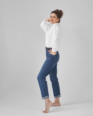 Trendy casual dressed woman portrait