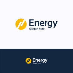 Energy logo. Lightning sun energy logo template. Circle logotype with letter h and n lines