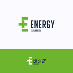 Energy logo. Letter plus logo template. E power logotype with letter e