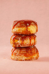 Creme Brûlée oozing with custard cream filling stacked