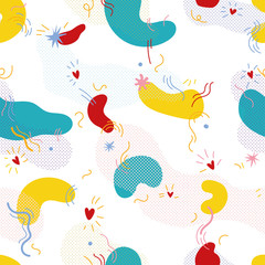 Vector seamless pattern in memphis style with raster effect.