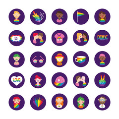 bundle of gay pride icons and people block style