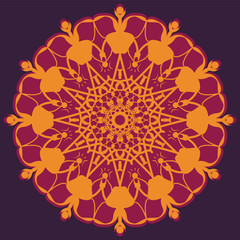 Abstract floral round decorative symbol. Vintage decorative elements. Oriental circular pattern, jpeg illustration. Coloring book page