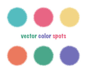 Set of color editable fur spots. Bright circles background. Summer colors abstract shapes for your design
