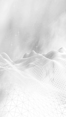 White abstract background. Hi tech network. Cyberspace grid. Outer space. Starry outer space texture. 3D illustration