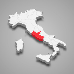 Lazio region location within Italy 3d map Template for your design