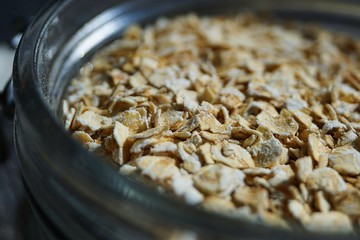 Raw Oats in a Glass Bowl