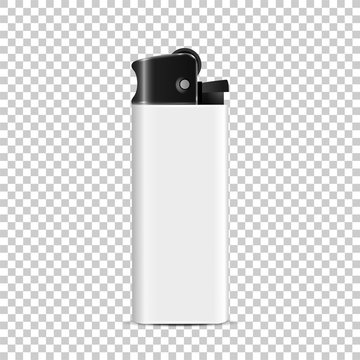 Plastic white Lighter, disposable realistic 3d vector isolated, mock up