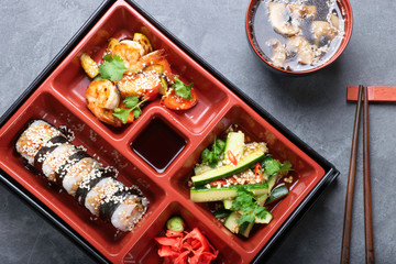 Sushi service prepared with a special presentation.