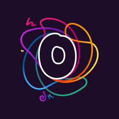 O letter neon line colorful logo.