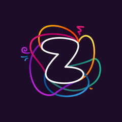Z letter neon line colorful logo.