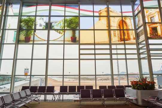 MACAO, CHINA - CIRCA FEBRUARY, 2016: inside Macau International Airport Terminal.