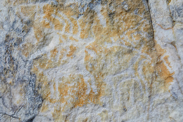 Drawings on the rock of ancient people