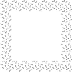 Square frame for text of black outline gloves on a white background. Women's accessory, hand clothes decorated with stripes and waves. Isolated trendy doodles and design elements. Copy space. Vector.