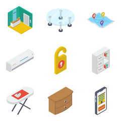 
Pack Of Isometric Furniture Icons 

